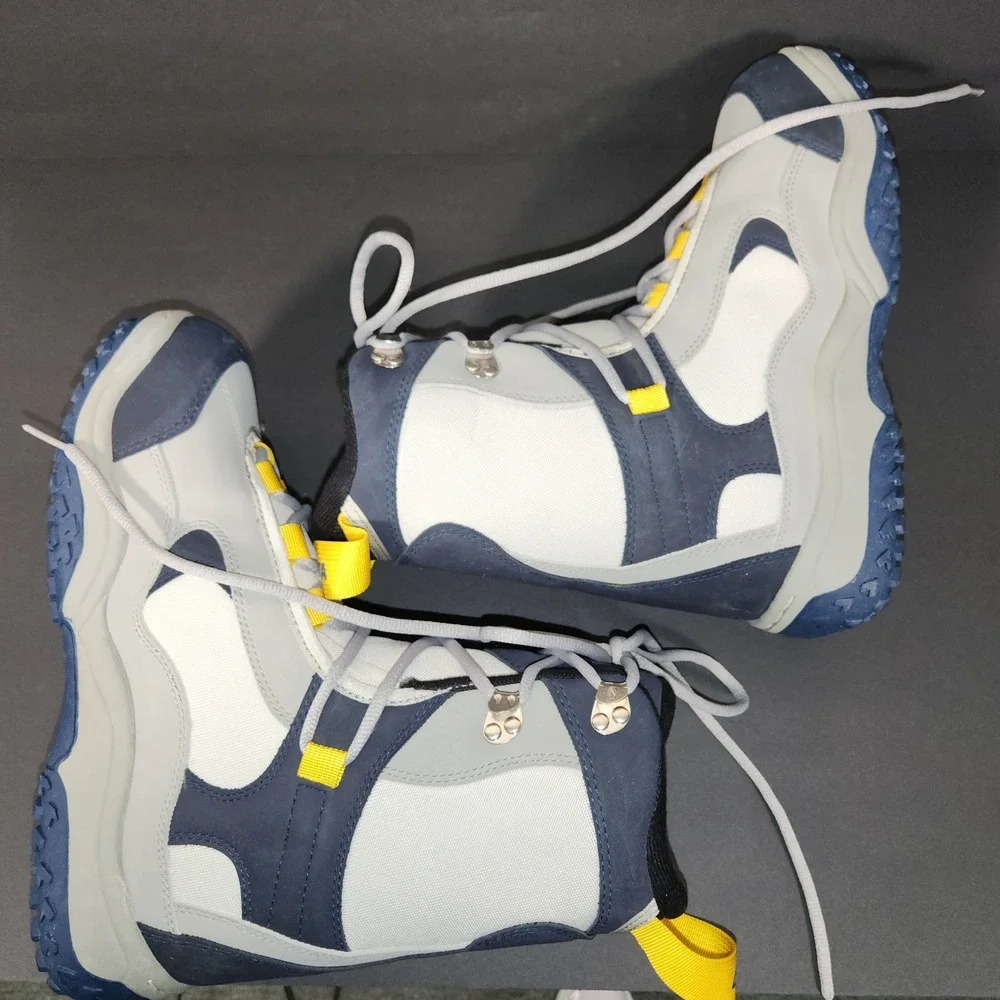 LAMAR Delta Snowboard Boots Mens Size 12 Grey Blue Yellow Linerless Winter Sport