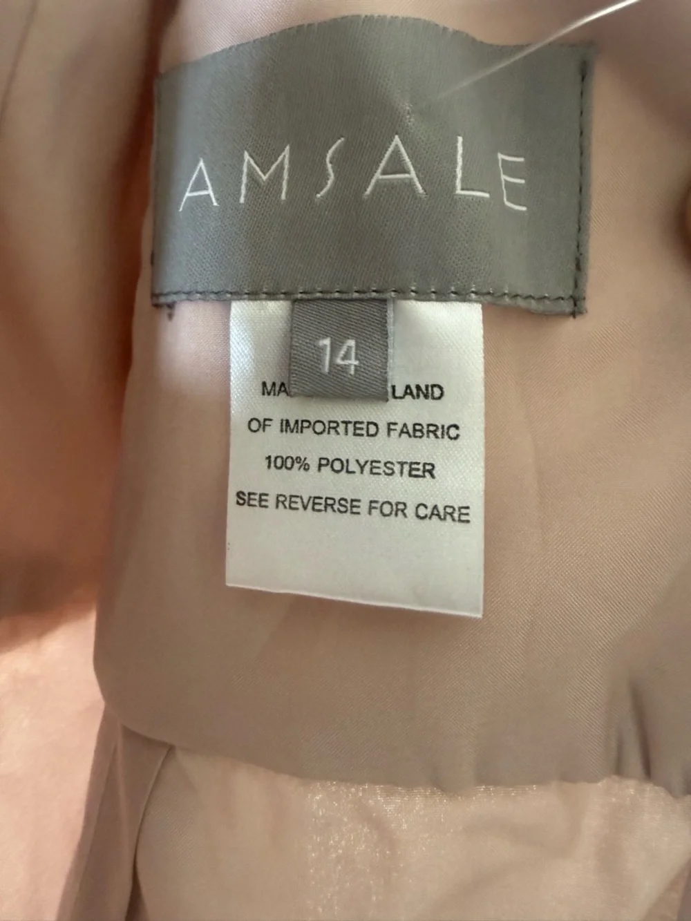AMSALE BLUSH PINK RUCHED MAXI DRESS SZ 14