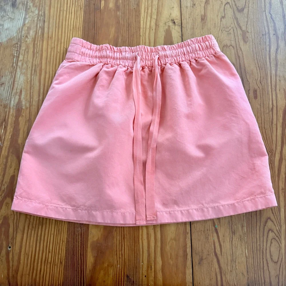 J.Crew Coral Pink‎ Cotton Ramie Drawstring Mini Skirt with Pockets Size 0