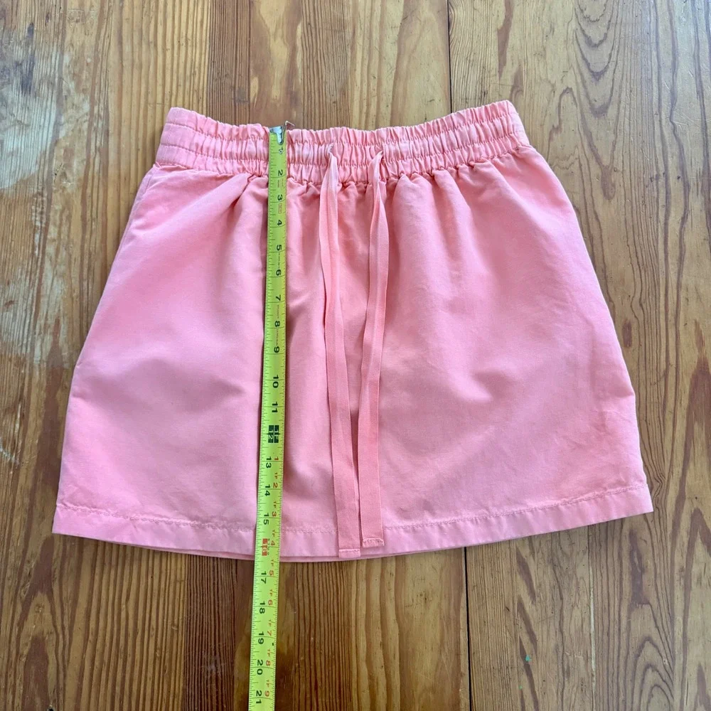 J.Crew Coral Pink‎ Cotton Ramie Drawstring Mini Skirt with Pockets Size 0