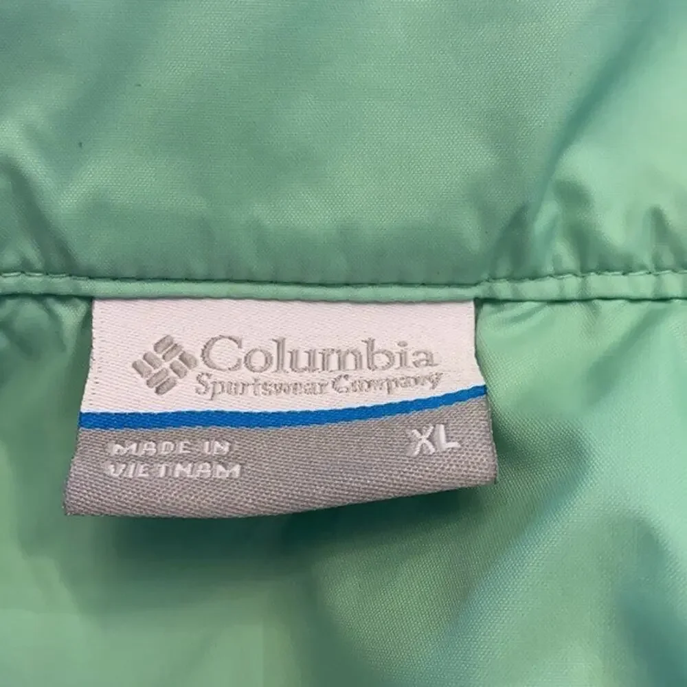 Columbia Youth Jacket Girls‎ YXL Green Nylon Zip windbreaker PAINT STAIN