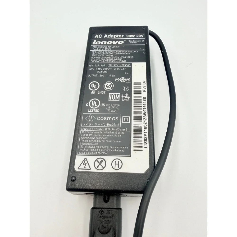 Lenovo 90W 20V AC‎ Adapter Laptop Power Supply 92P1105 FRU 42T5000