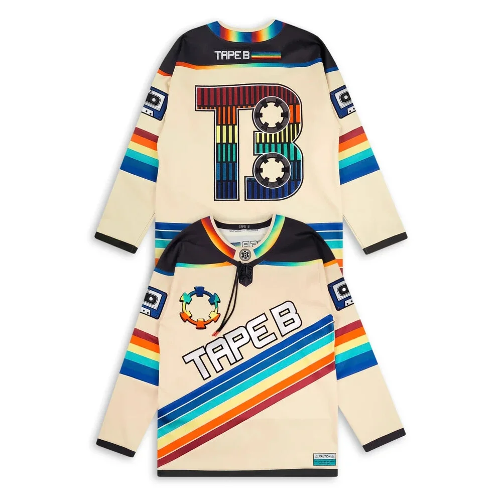 Tape B - Low Frequencies Hockey Jersey - Cream 3X-Large