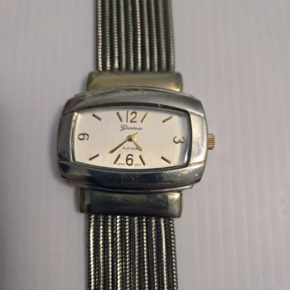 Vintage Geneva‎ Platinum No. 6201 multi-strand bracelet watch
