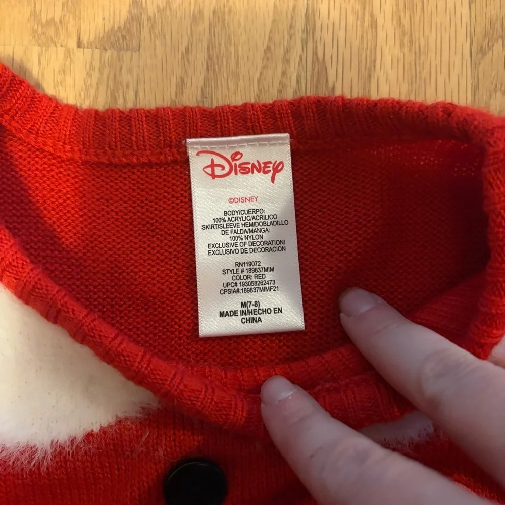Disney Minnie Mouse Christmas Fuzzy Dress Sz Medium 7/8 Polka Dot Red Black