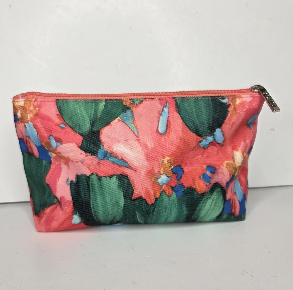 Lulu + Clinique Tropical‎ Colorful Floral Cosmetic Pouch Makeup Bag