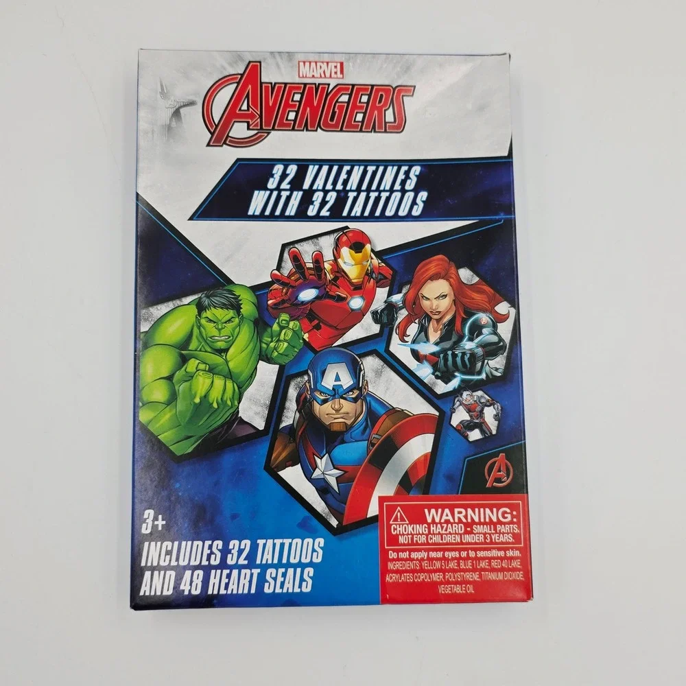 Marvel Avengers‎ 32 Valentines with 32 Tattoos 48 Seals Paper Magic Group New