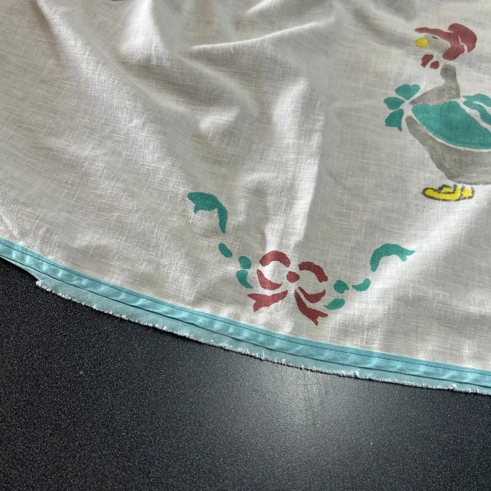 Adorable Vintage Apron Hand Painted Goose With Bonnet Hearts Pocket Tie Waist