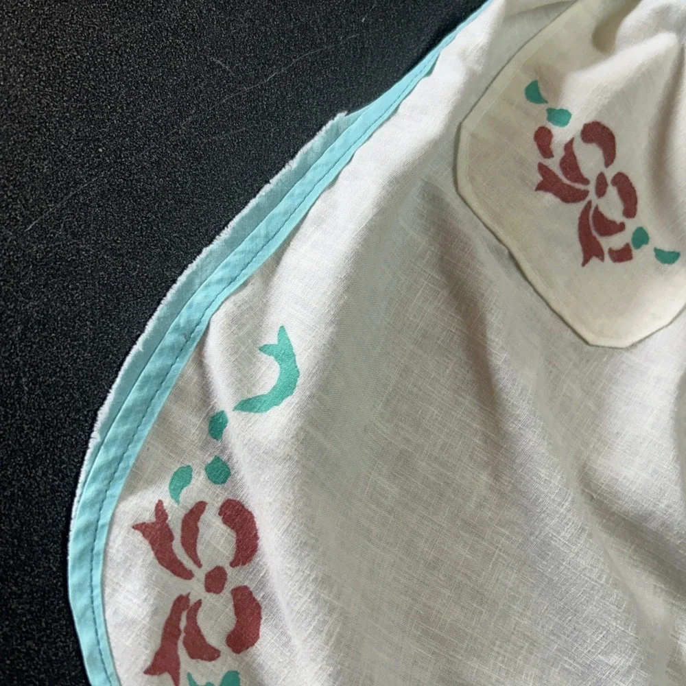 Adorable Vintage Apron Hand Painted Goose With Bonnet Hearts Pocket Tie Waist