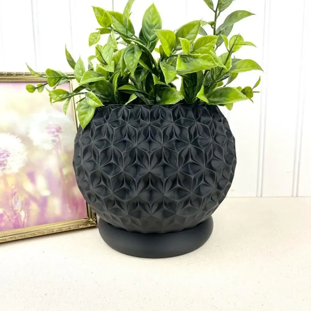 Geometric Planter, Trihex Planter Pot, Faceted Diamond Texture, Indoor Flower