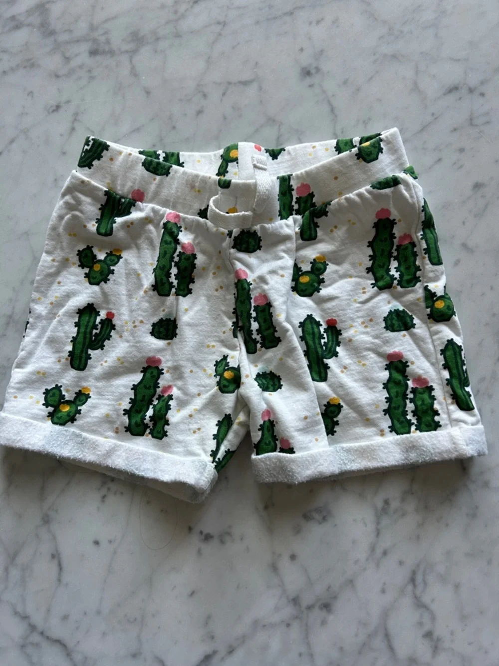 Monica + Andy White Cactus Print Terry Shorts size 4T