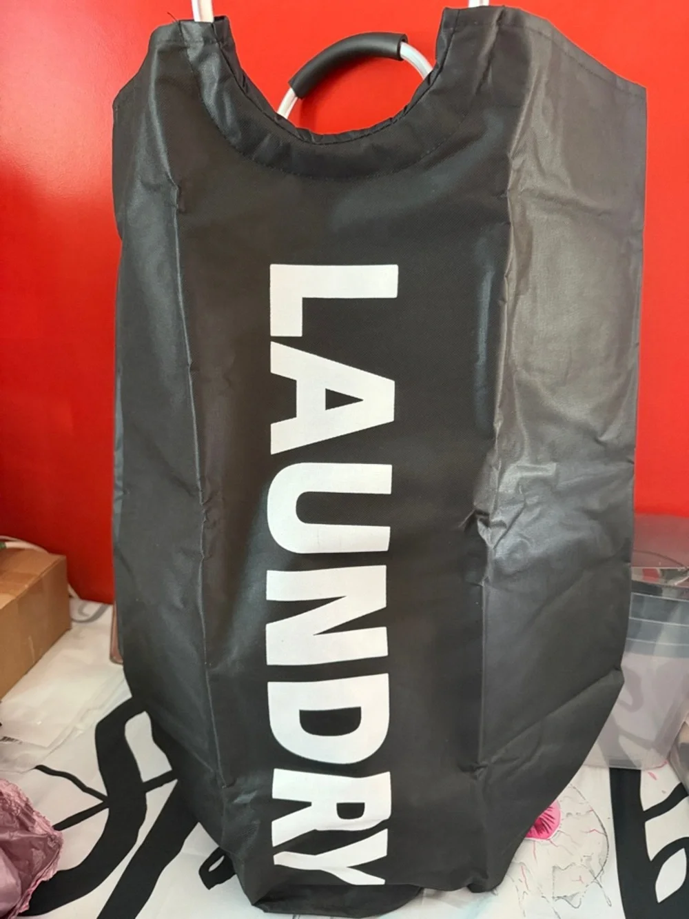 (GET 2) 1 Black Laundry & 1 White Laundry Bags W Sturdy Handles Nwot