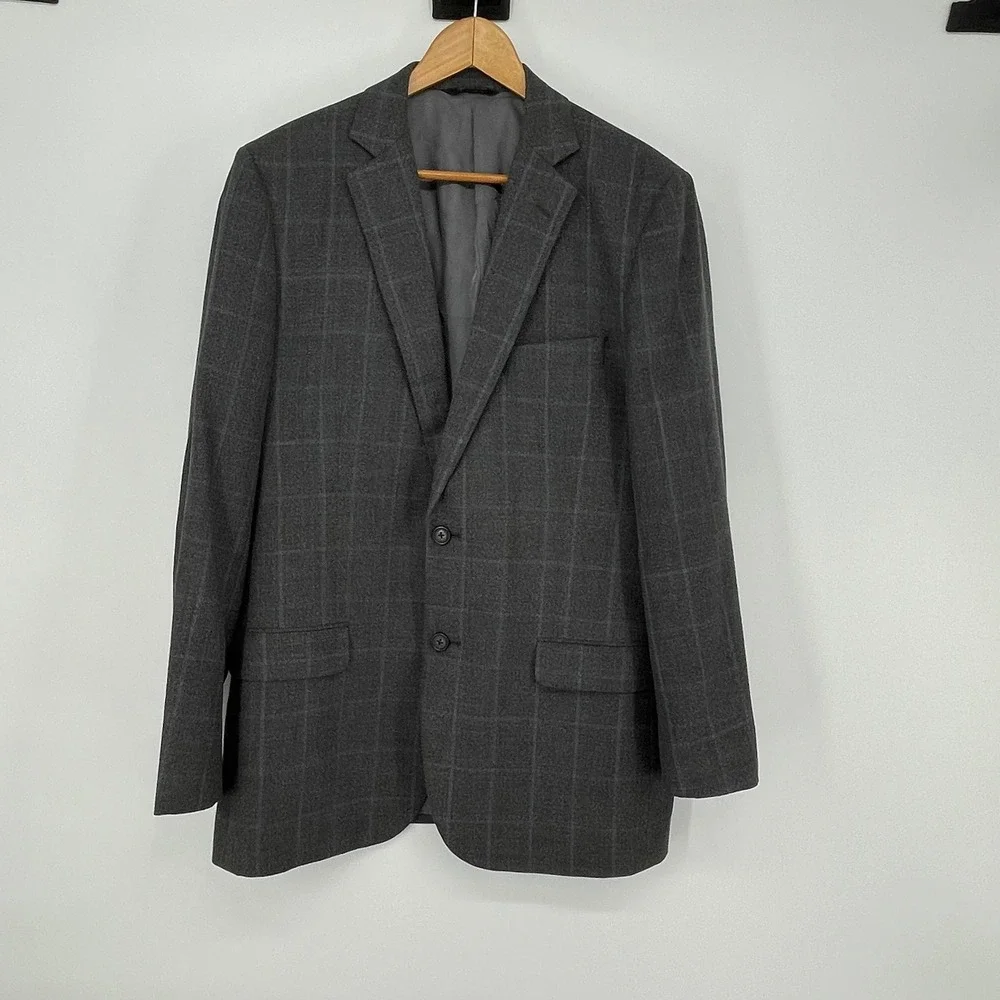 Brooks Brothers Fitzgerald‎ Reda Wool Gray Plaid Sport Coat Blazer 42R
