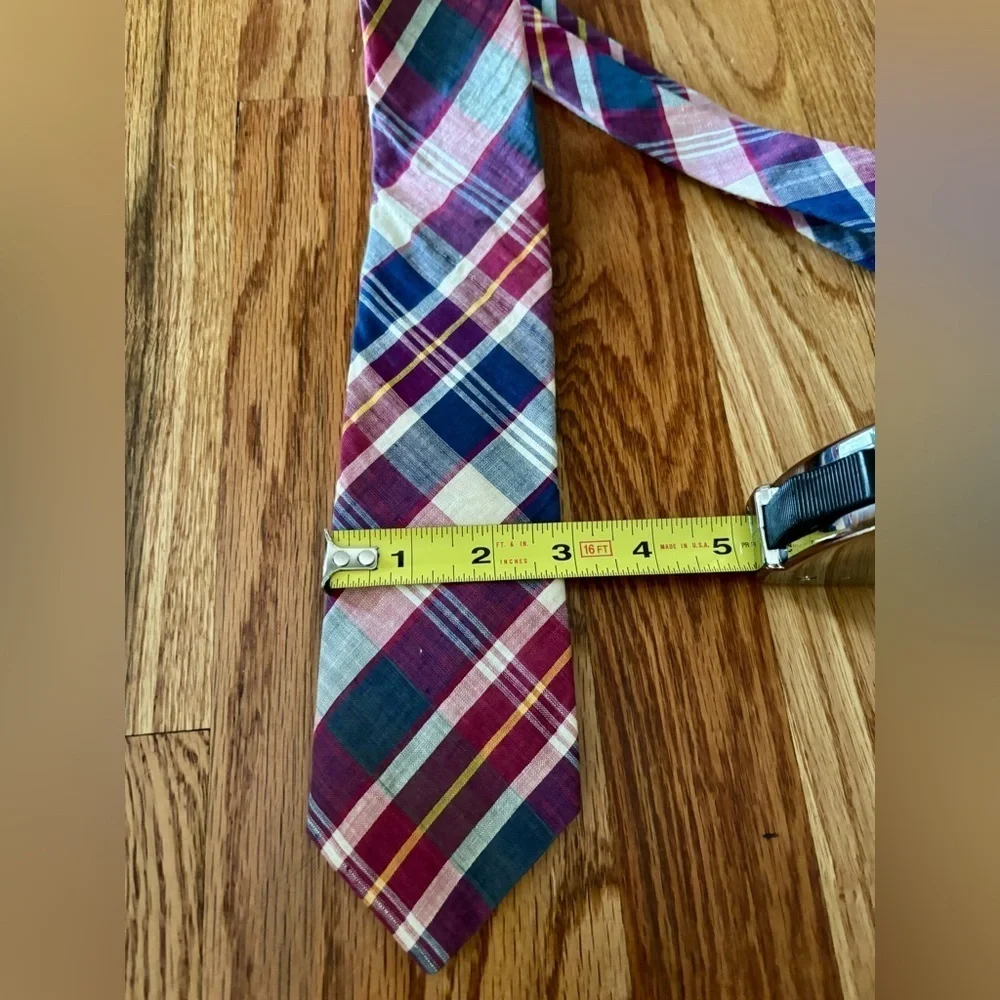 Vintage Rooster Tie Plaid Madras Preppy Ivy 80s