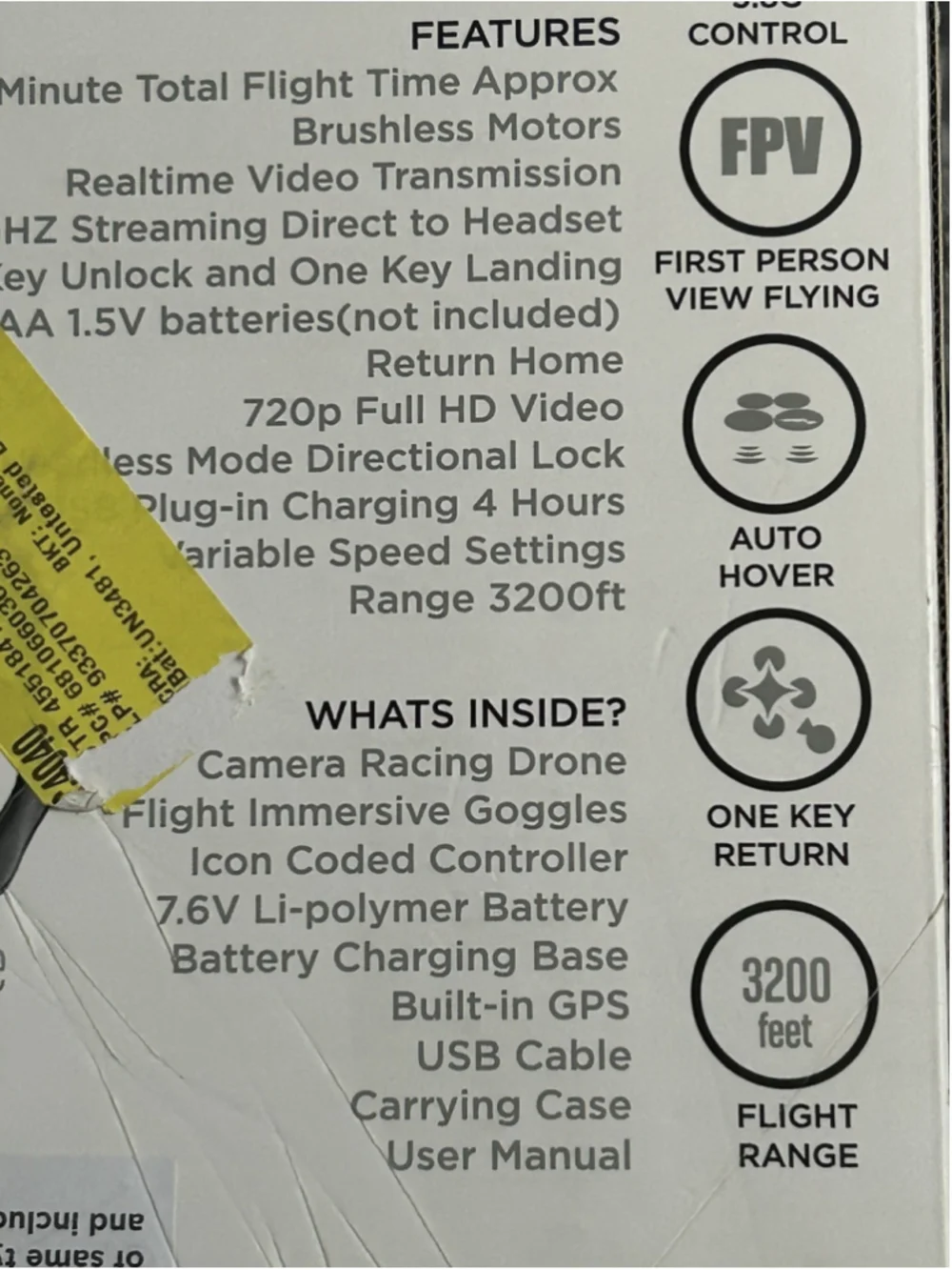 FPV Duo Camera Racing Drone + Flight Immersive Goggles 28 hours of Flight Time
