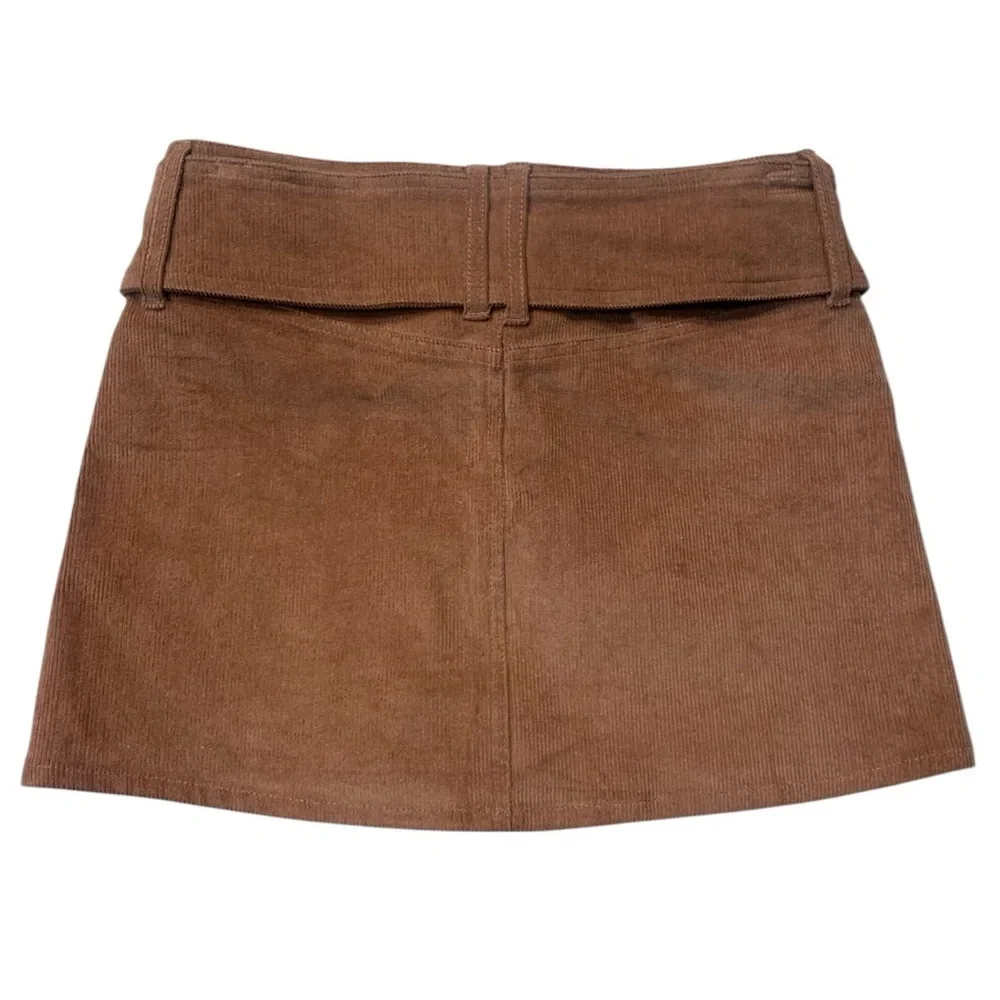 Garage low rise corduroy belted mini skirt brown xsmall