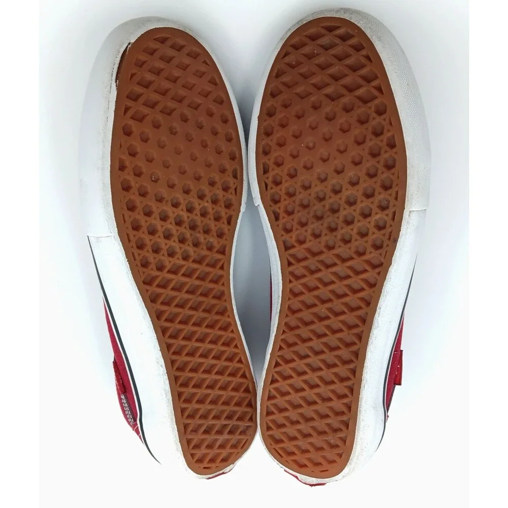 Vans Old Skool Sneakers Shoes Men 8.5 Red Suede Canvas Classic Low Top Skater