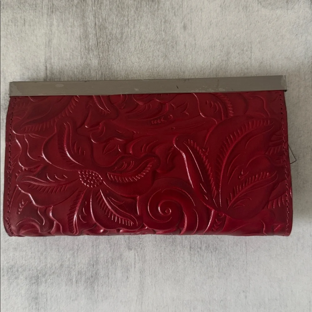 Patricia Nash Wallet Framed Tooled  Cauchy Lava Red