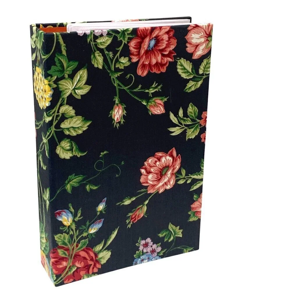 Large Photo Album Fabric Cover Black Floral F 216 photos 4x6 Refillable Binder