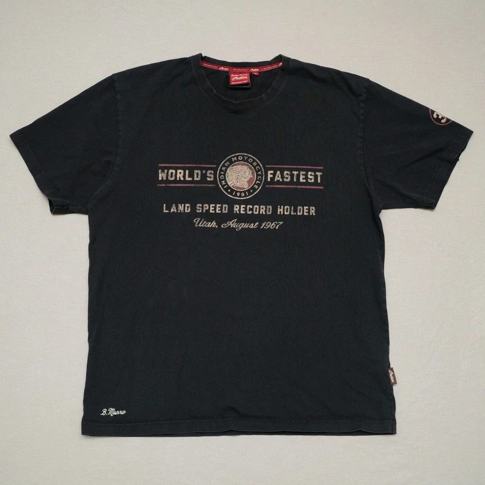 Indian Motorcycle Americas First Land Speed Record 1967 T Shirt Black XL