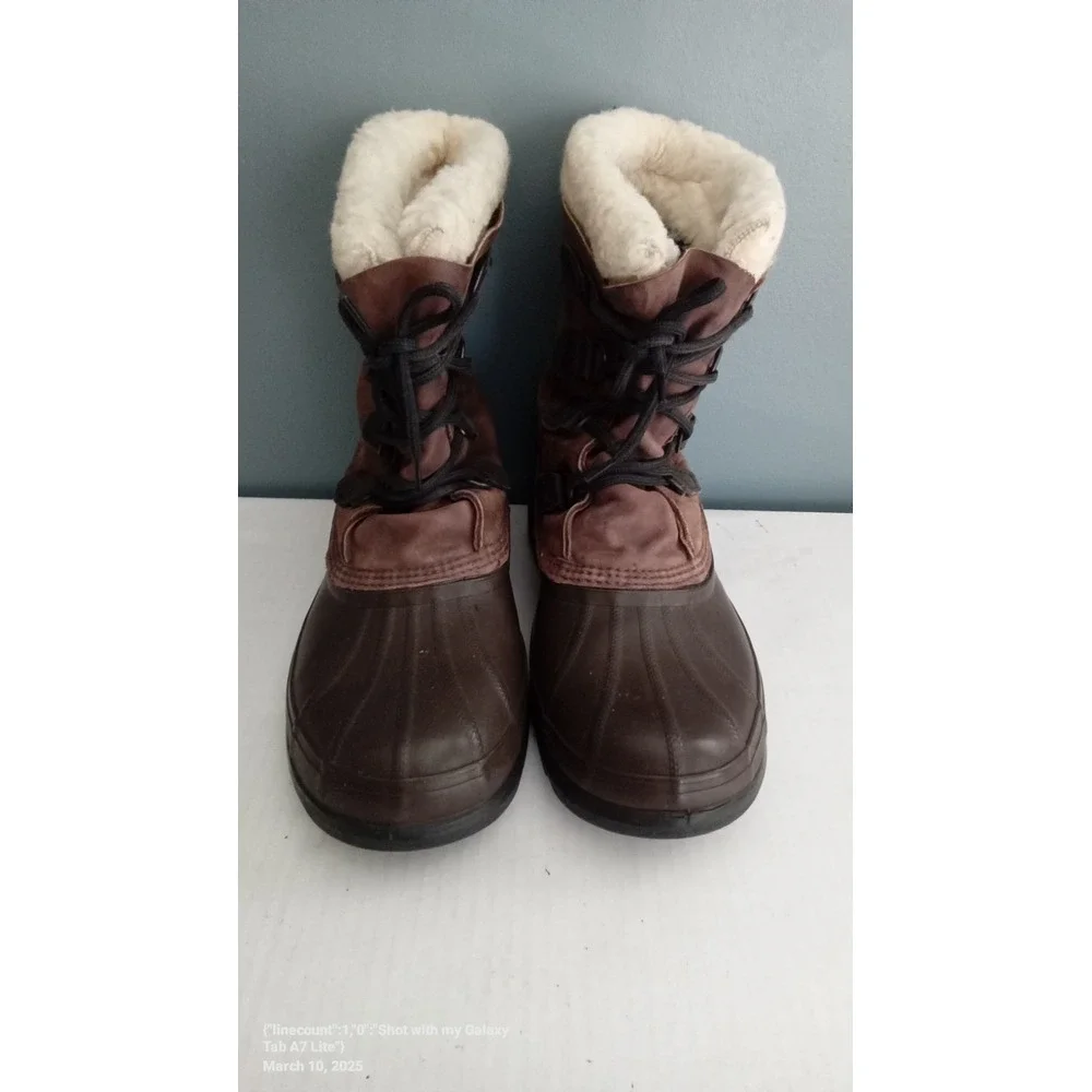 Sorel Bighorn Mens Brown‎ Leather Faux Shearling Lined Winter Snow Duck Boots