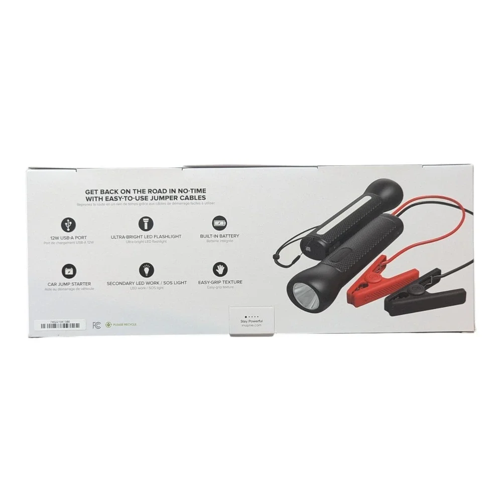 BB. Mophie Powerstation‎ GO Rugged Flashlight W Jumper Cables - Carrying Pouch