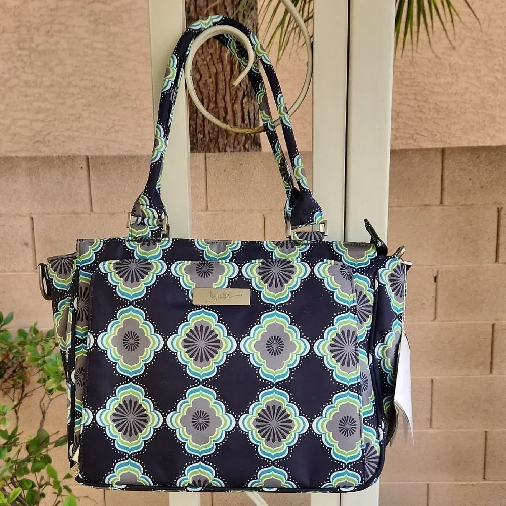 Ju-Ju-Be Blue and Gray Baby Bags with Geometric Design