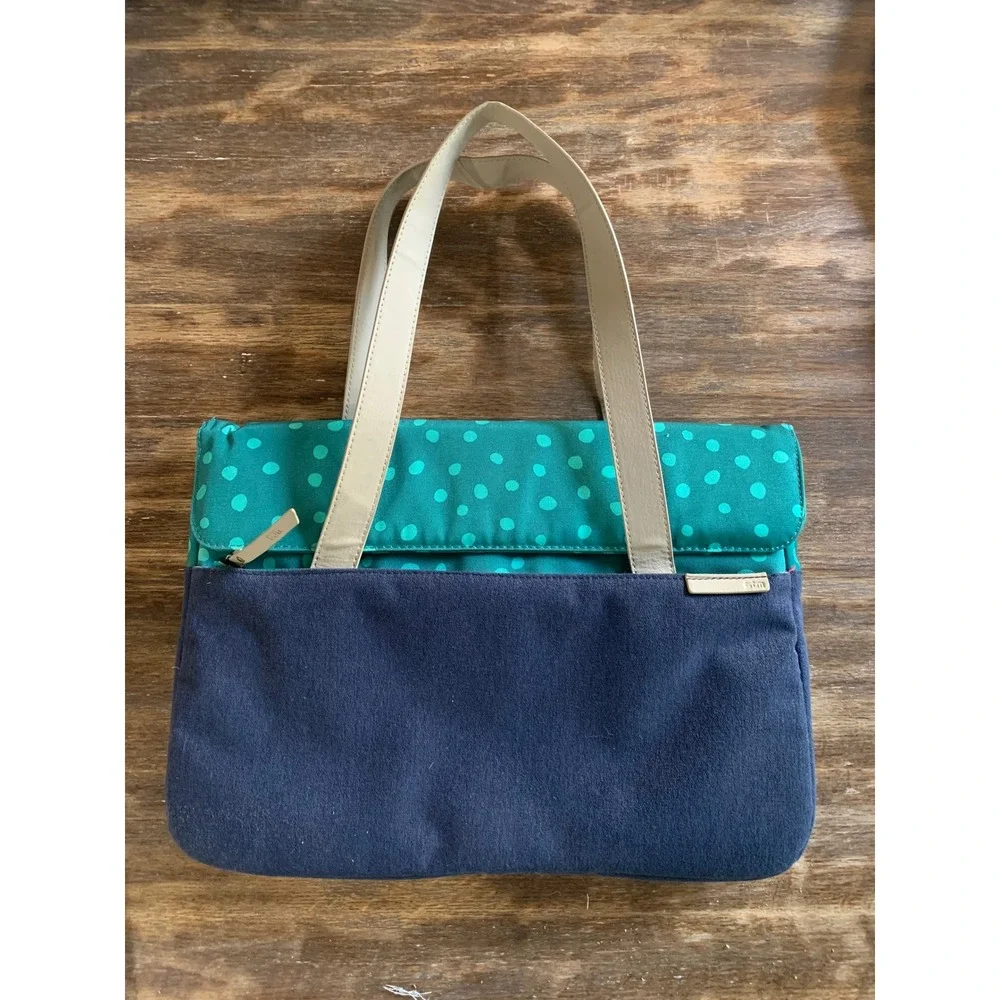 STM Laptop Tote Bag Navy Teal Polka Dot Techwear Indie Minimalist Y2K Retro 90s