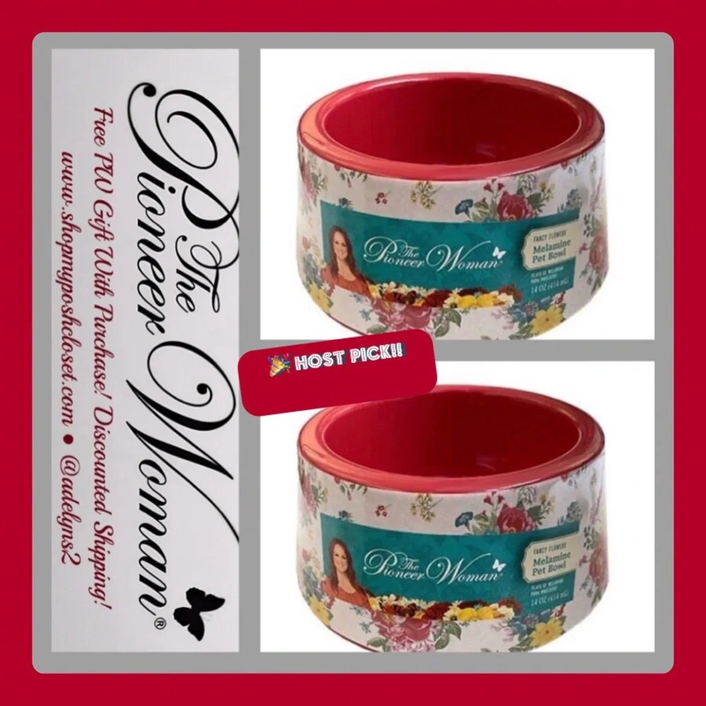 2022 🌺 New Pioneer Woman Fancy Flourish Dog/Cat/Pet Feeder Bowls Set 2