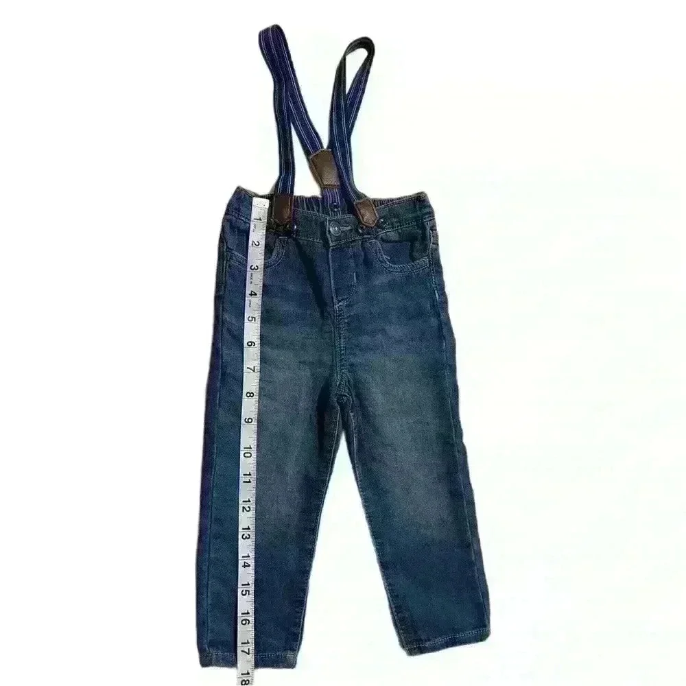 Oshkosh Baby BGosh Sz 18 Months Boys Suspender Denim Jean Pants Blue