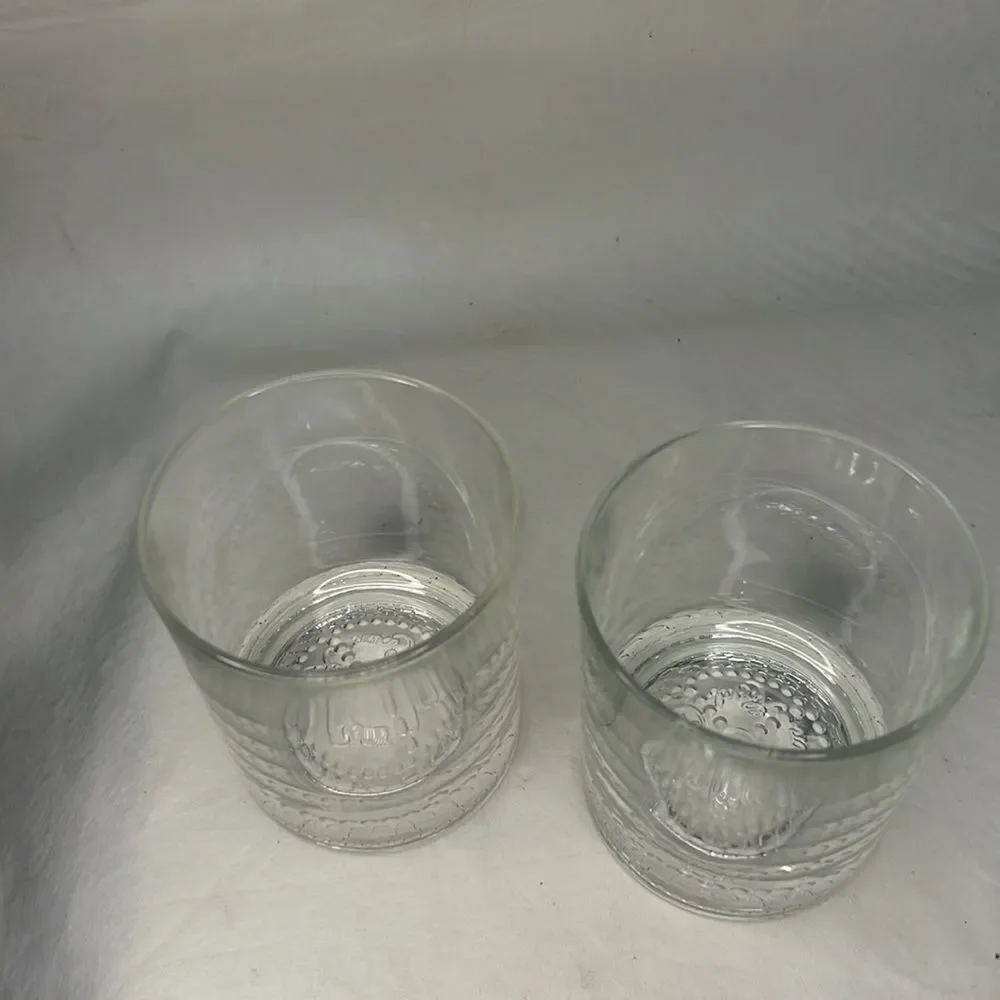 Crown Royal Rocks Glasses 8 Ounces Each 3 In Round 3 3/4!Tall Set Of 2 Stamped