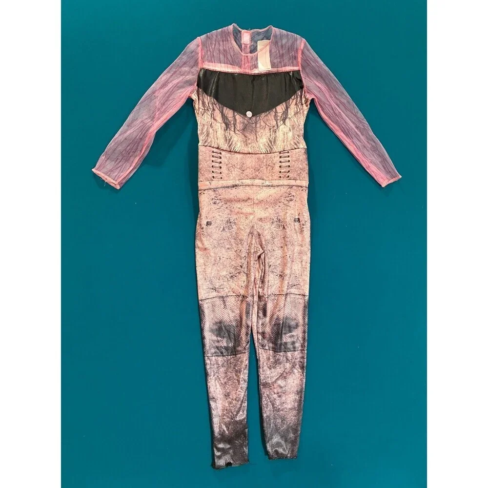 Disney Descendants 3 Mal Costume Jumpsuit with Detachable Cape Size M 7-8