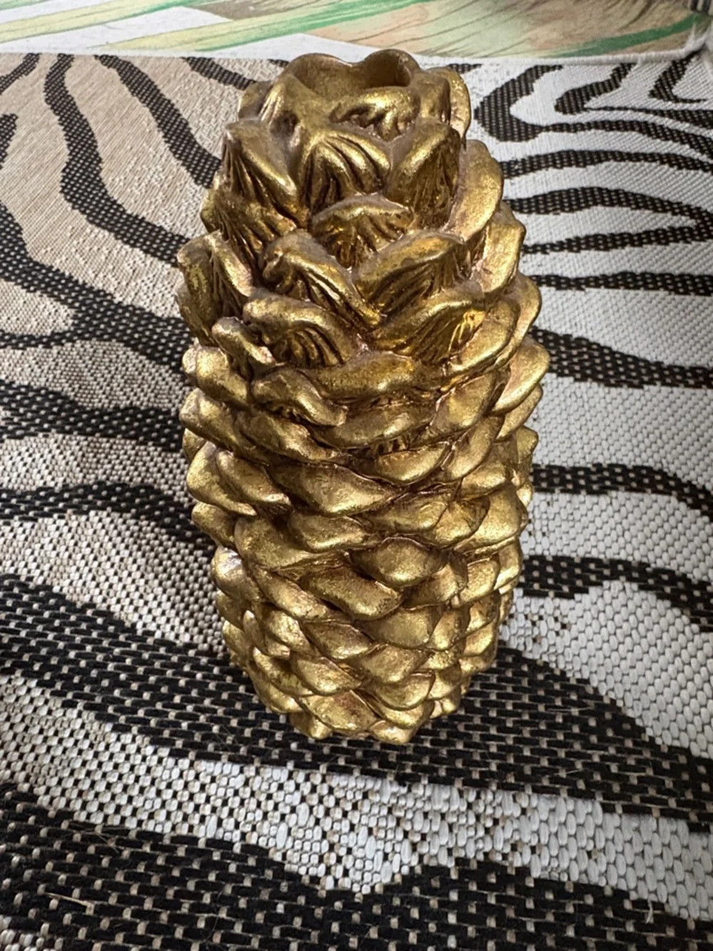 Pottery Barn Large Gold Pinecone Candleholder
