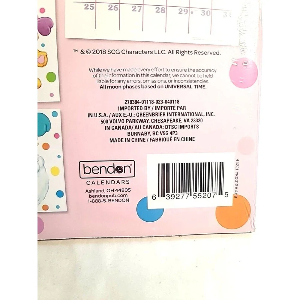 New Sealed 2019 Popples Wall Calendar