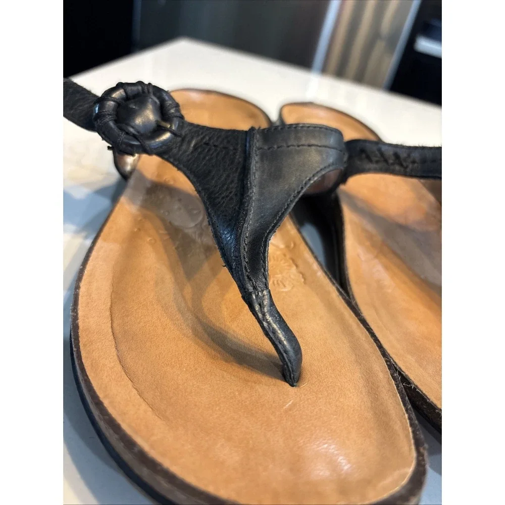 Rockport Black Leather Thong Sandals Buckle Comfort Slip On SZ 10 Womens