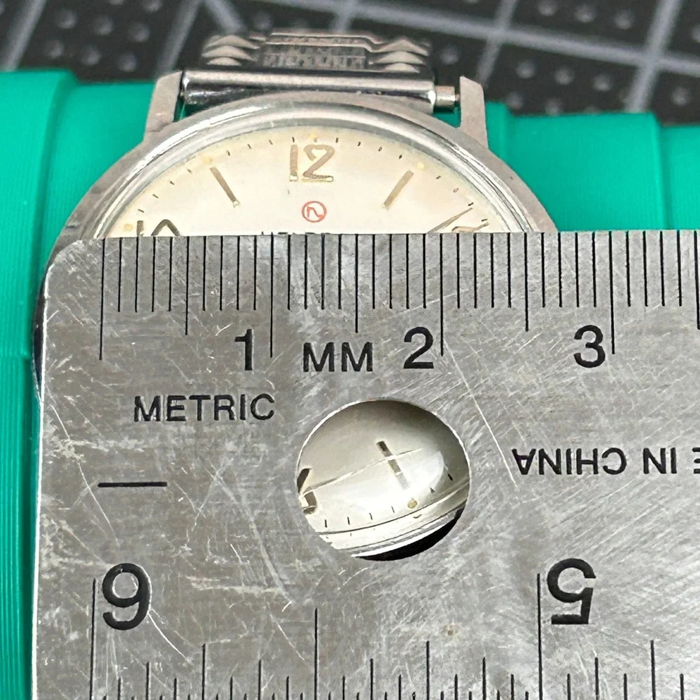 Vintage Helbros Invincible Watch Silver‎ Tone Date Manual Wind Swiss Made 34mm