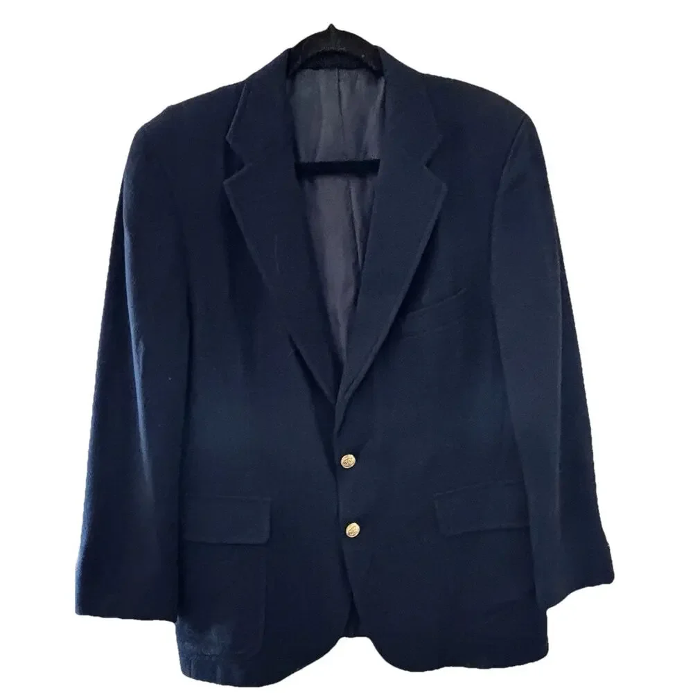 VTG Chaps Ralph Lauren Men’s Navy Blazer USA Union Made Wool Preppy Classic
