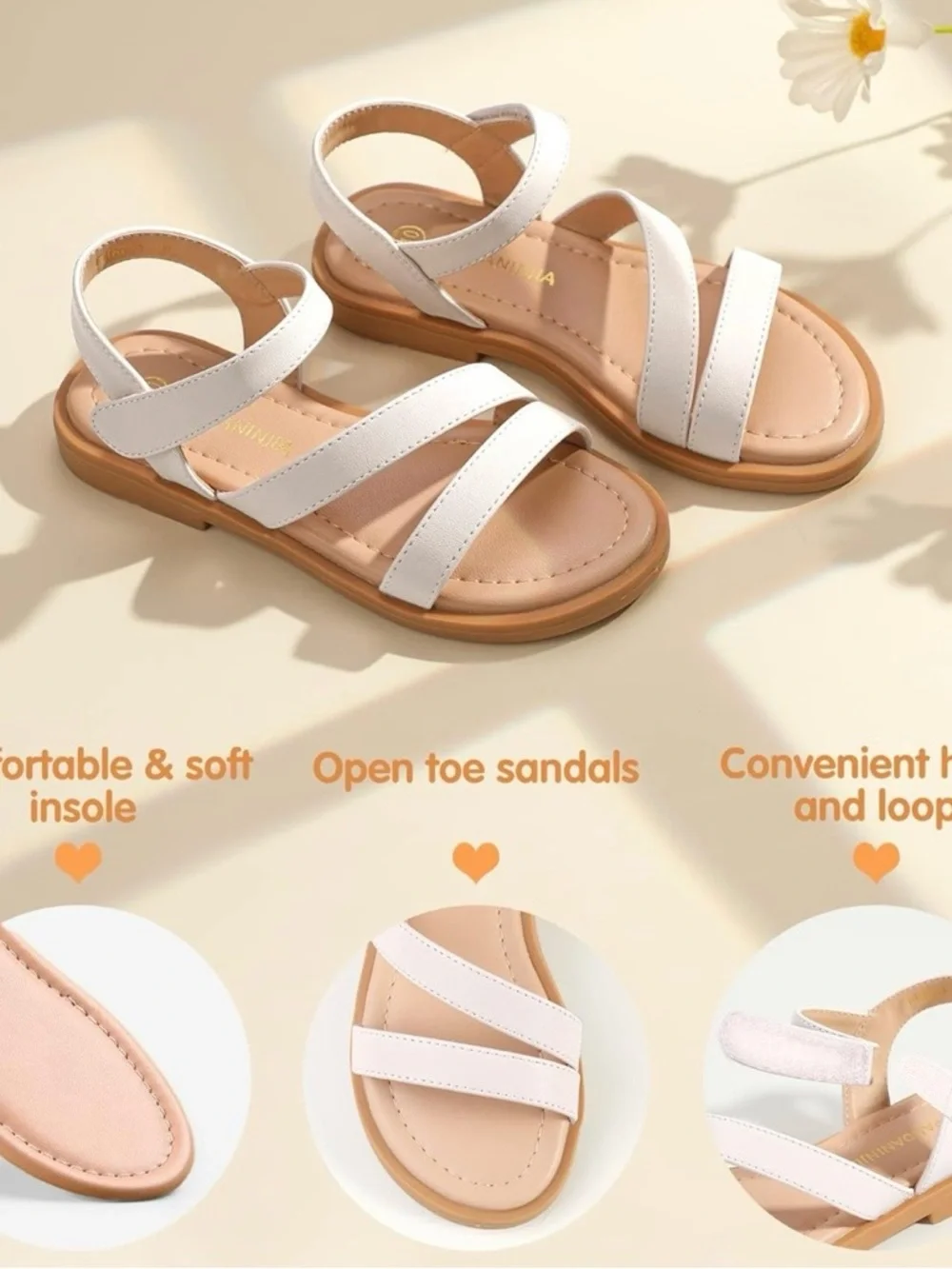 PANDANINJIA Girls Sandals Monica Summer Open Toe Flats Shoes Dress Sandals 2