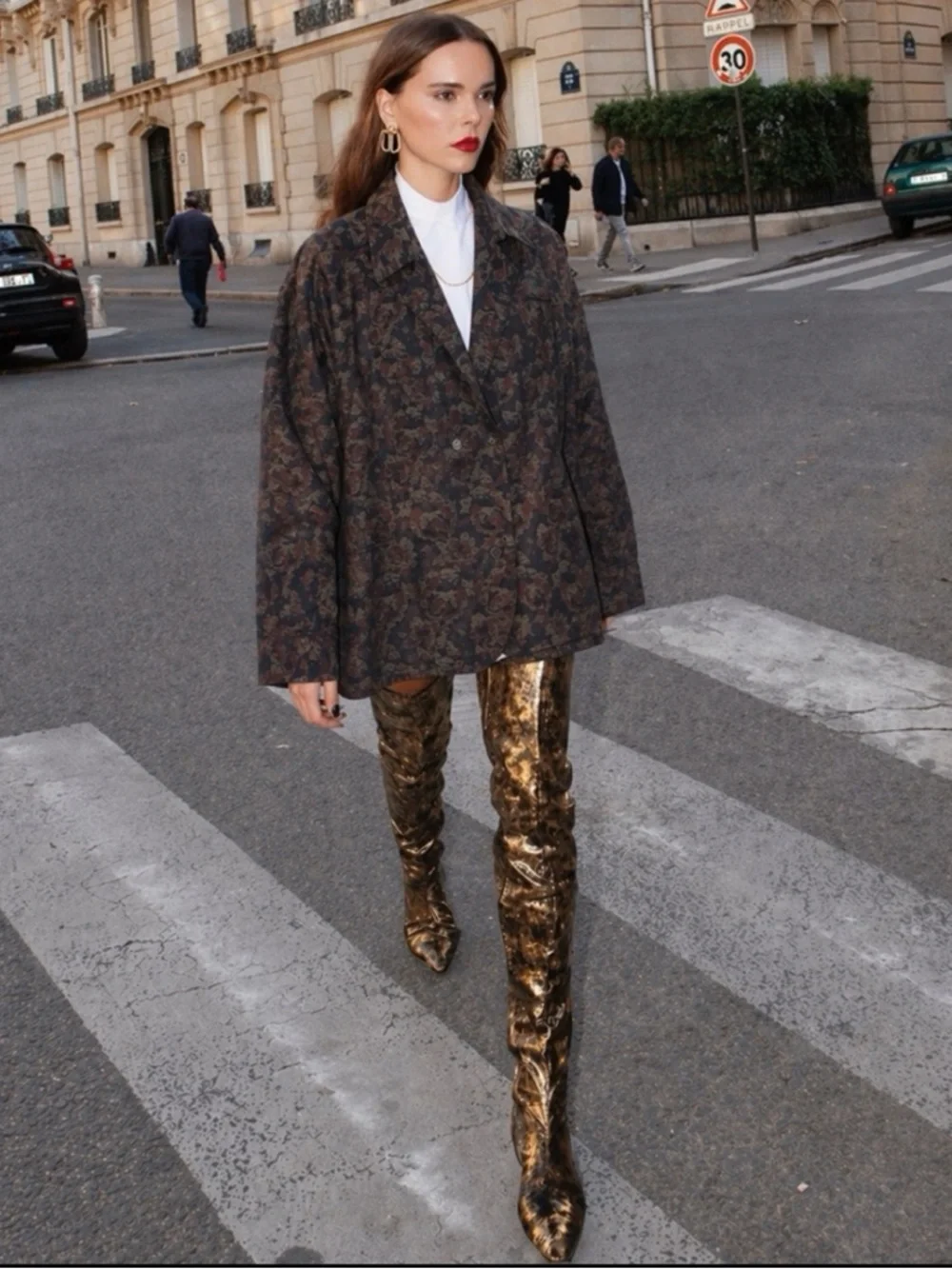 Vintage 70’s Dior Oversized Floral Blazer in Jacquard Brown Size 10