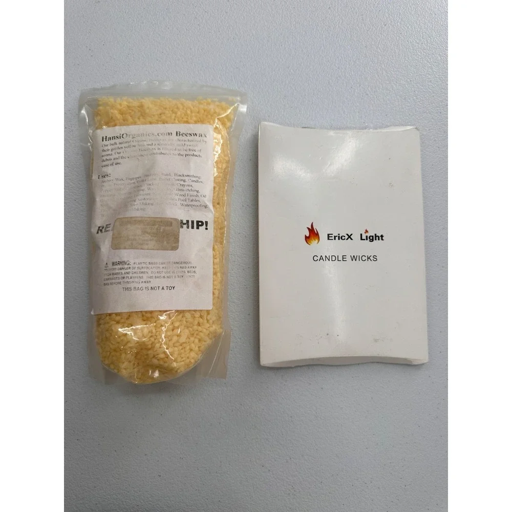 EricX Light 100 Piece Candle Wick & Natural Organic Beeswax Crafting Kit Bee