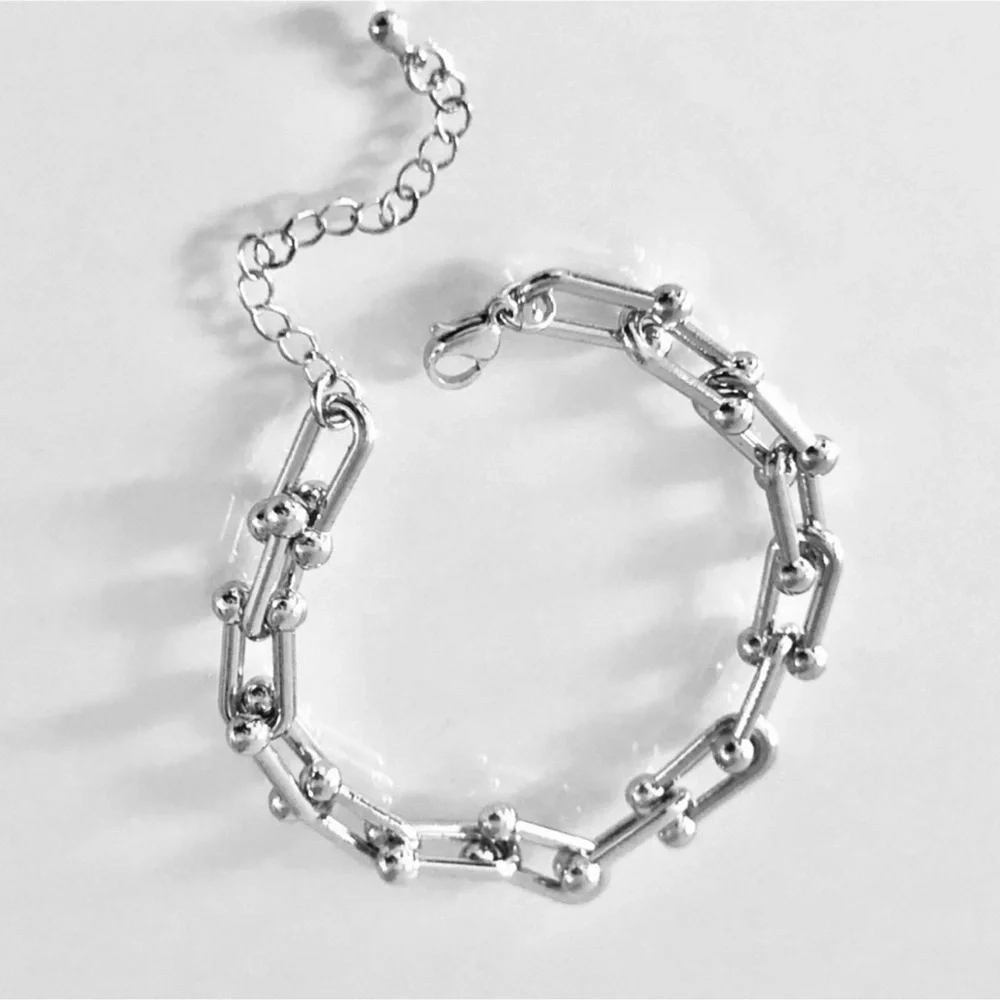 Silver Hardwear Small U Link Bracelet