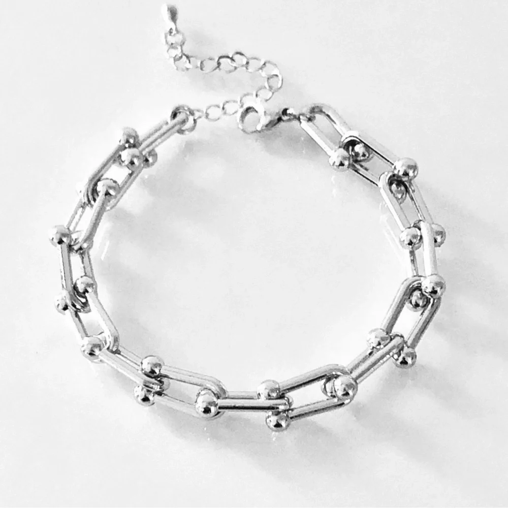 Silver Hardwear Small U Link Bracelet