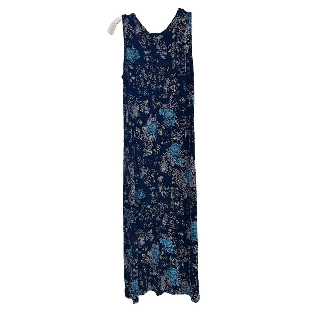 Made in Heaven Vintage 90s Maxi Dress M Slinky Knit Floral Whimsigoth USA Made