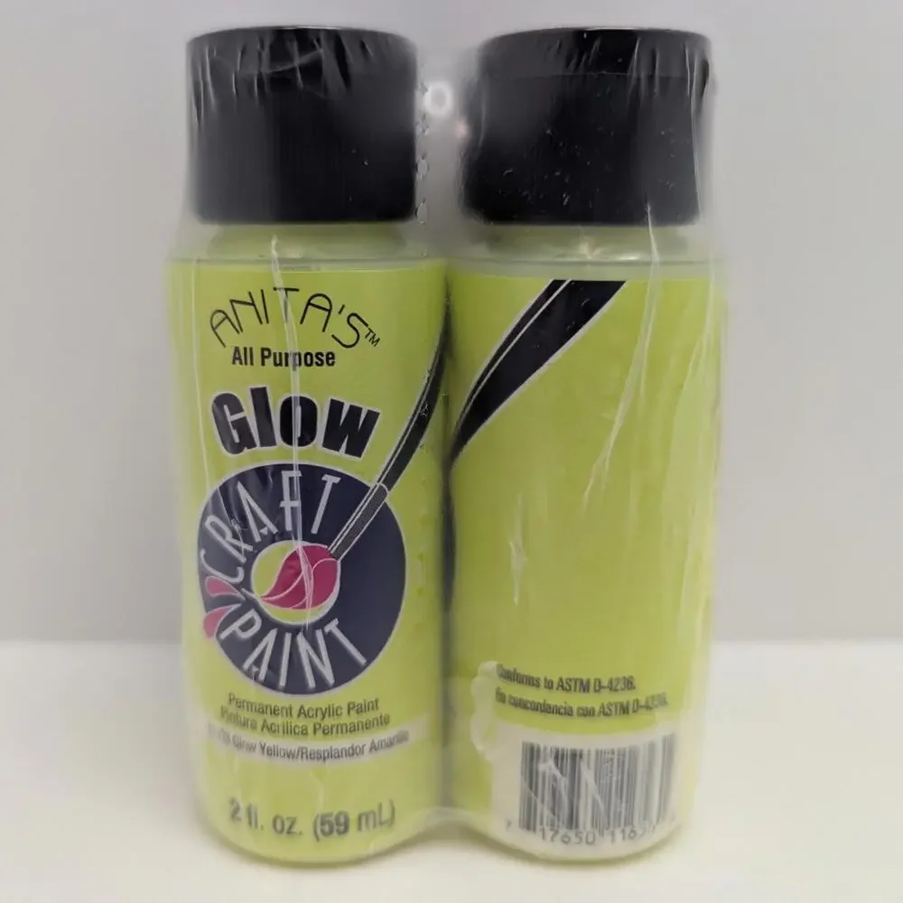 Anitas Acrylic Paint 2oz‎ 4 Pack All Purpose Craft Paint - Glow Yellow 11653