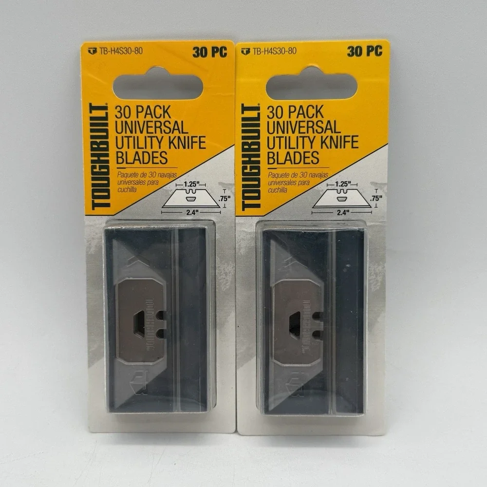 (2) NEW 30-pack ToughBuilt Universal Utility‎ Knife Blades - 60 Blades Total