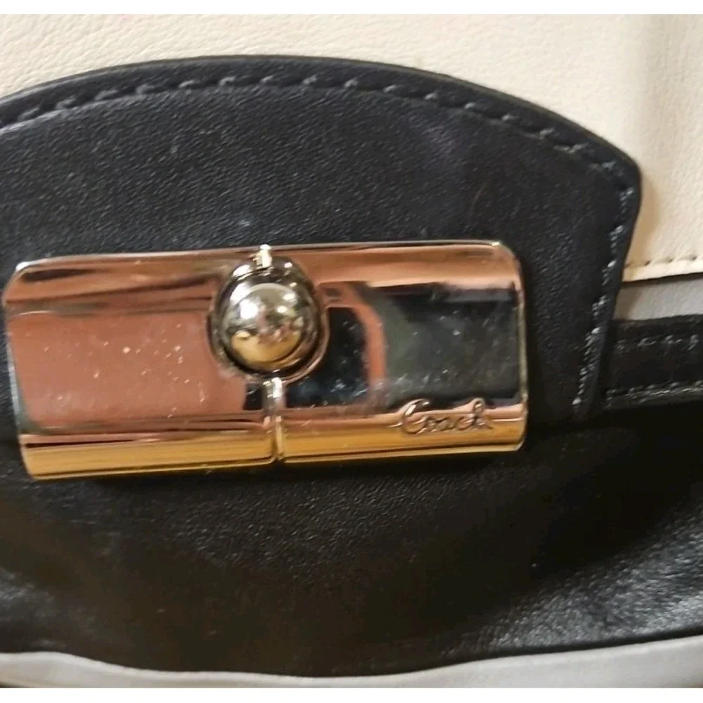 Coach Kristin Spectator Leather Hobo 2 Way Bag Convertible‎ Monochrome Pt02
