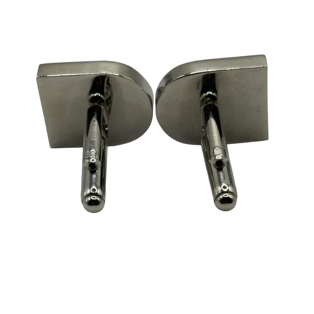 World Map Cufflinks Blue Enamel Silver Tone Bullet Back‎ Globe Navigation Travel