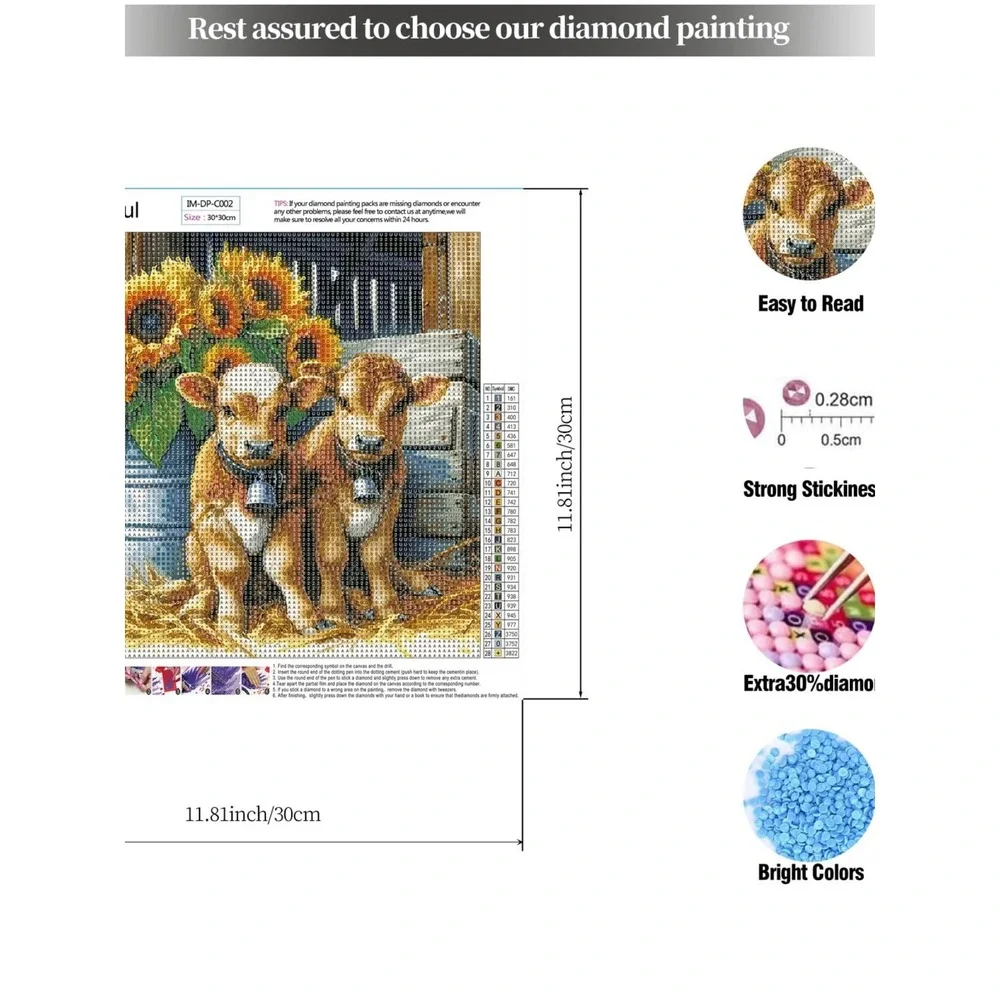 Diamond Painting‎ Kit Calves Sunflowers DIY Craft Project 30x30cm New