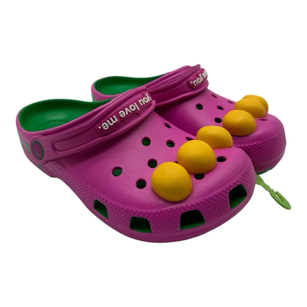Crocs Barney Classic Clogs KIDS Size C 13 Slip On Shoes I Love You You‎ Love Me