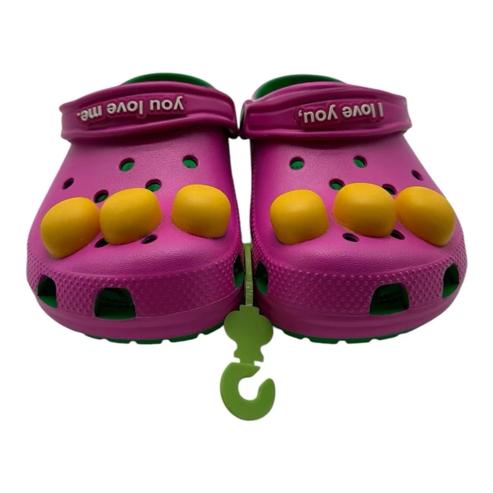 Crocs Barney Classic Clogs KIDS Size C 13 Slip On Shoes I Love You You‎ Love Me